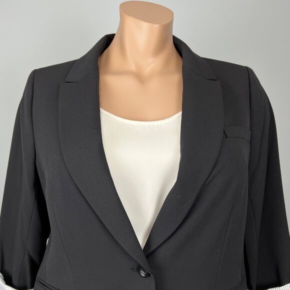 Tahari ASL Womens Plus Black 2 Button Roll Tab Jacket Career Blazer size 18W - Picture 4 of 15